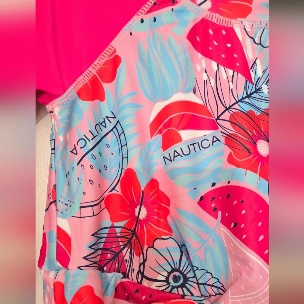 Nautica Two-Piece Rashguard Swimsuit Set, UPF 50+ Sun Protection, Quick-Dry - Picture 3 of 9